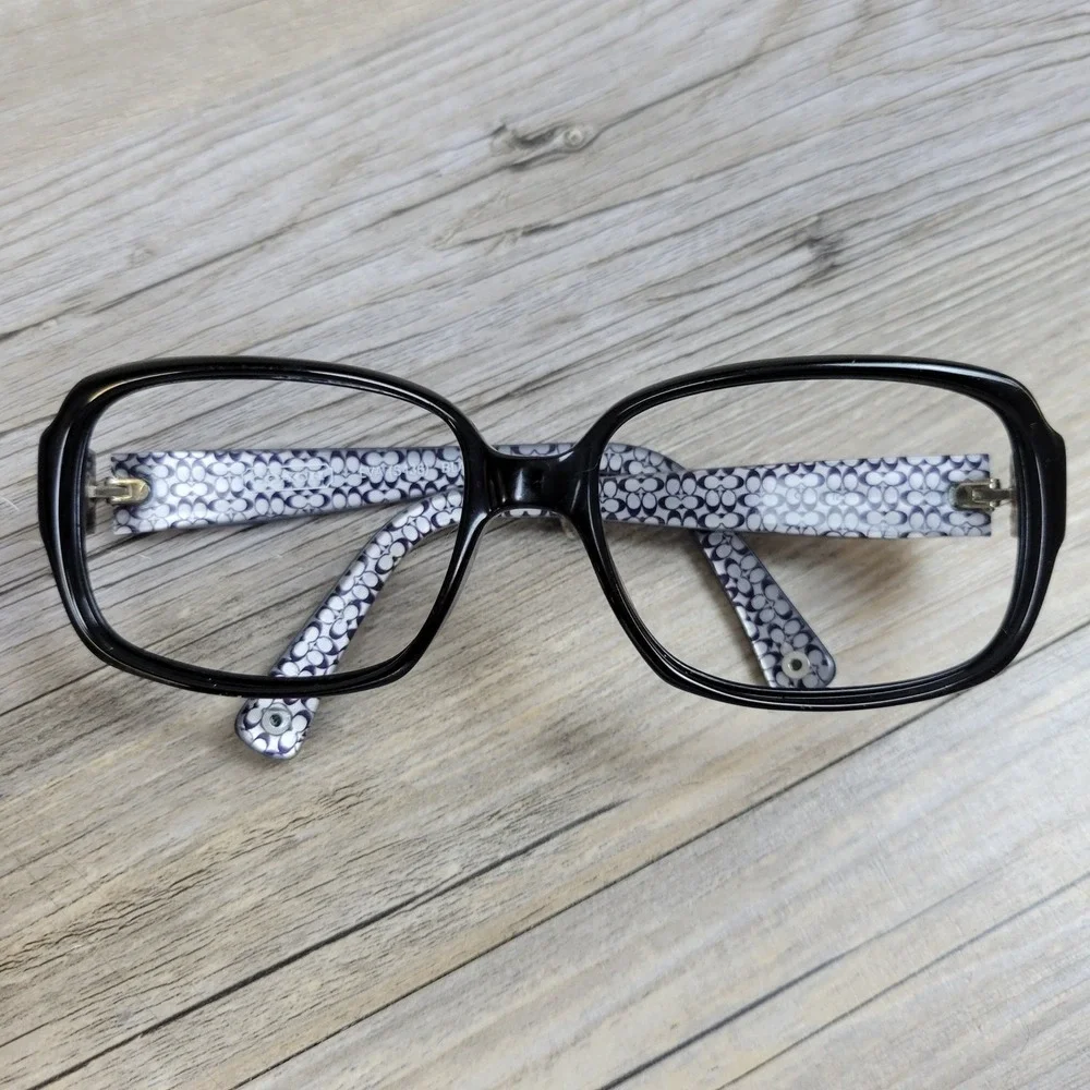 Coach Eyeglass Frames S436 Eva Black Signature Rhinestone Flower Women 53-16-135